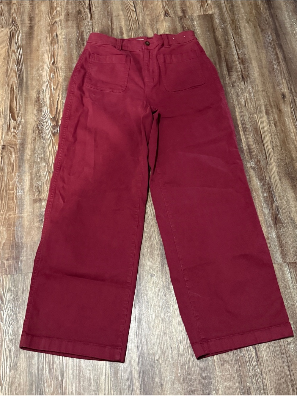 Madewell Emmett Wide Leg Pants Women's 28 Patch Pocket Wide Leg in Maroon
